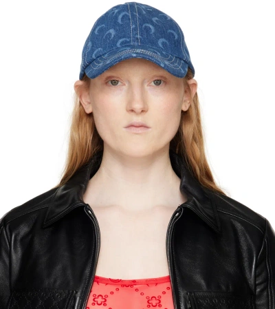 Marine Serre Blue Regenerated Deadstock Denim Cap In Blt50 Blue Laser