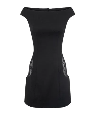 MARINE SERRE BOAT-NECK DROPPED-SHOULDERS MINI DRESS