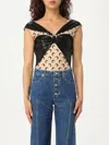 Marine Serre Draped Viscose Bodysuit In Black