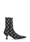 Marine Serre Ankle-height Pointed Boots With Crescent Heel Detail In Black