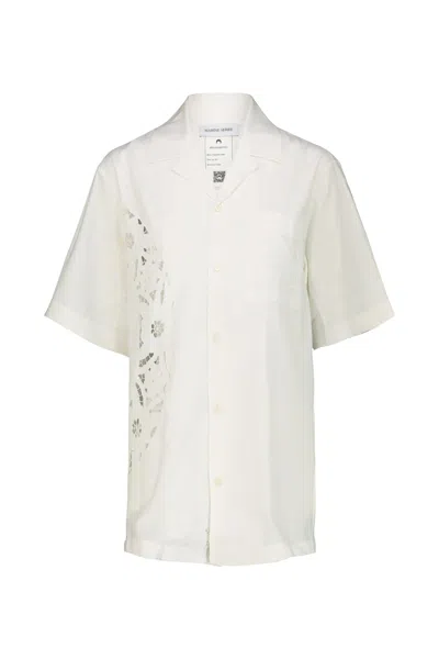 MARINE SERRE BOWLING SHIRT IN REGENERATED HOUSEHOLD LINEN