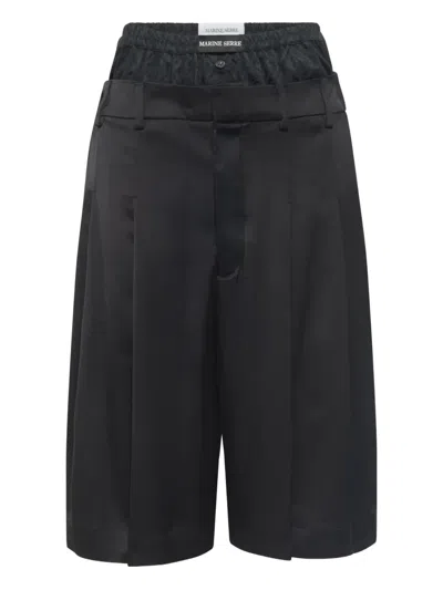 MARINE SERRE BOXER-WAIST TAILORED SHORTS