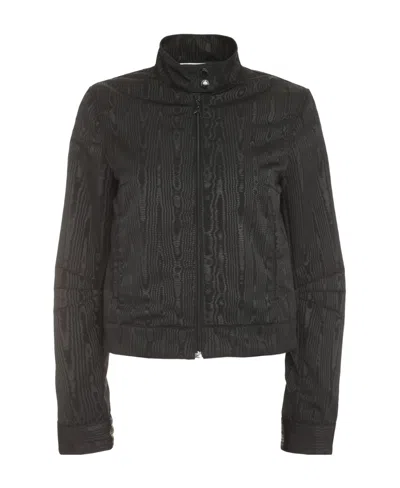 Marine Serre Boxy Moire-effect Zip-up Jacket In Black