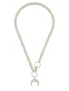 Marine Serre Moon Silver Plated Braided Necklace In Gray