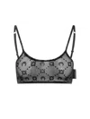 Marine Serre Recycled Mesh Flock Bralette Clothing In Black