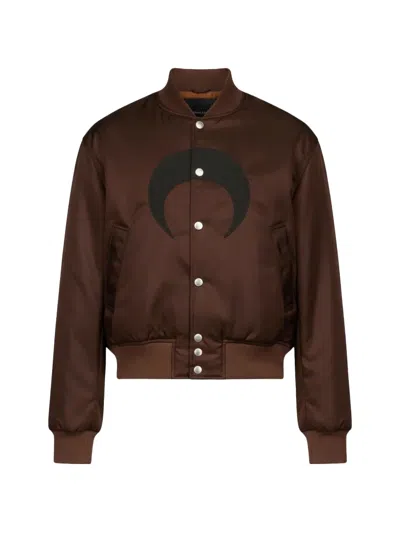 Marine Serre 문 프린트 버튼 봄버 재킷 In Brown