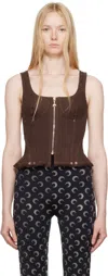 Marine Serre Brown Moon Jacquard Twill Corset Top
