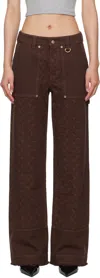 Marine Serre Brown Moon Jacquard Twill Workwear Cargo Pants