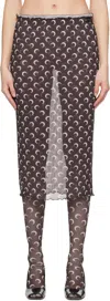 Marine Serre Brown Moon Printed Mesh Midi Skirt In Br30 Brown