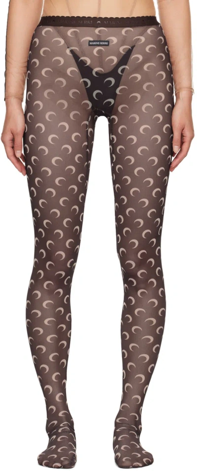 Marine Serre Brown Moon Print Mesh Tights