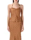 Marine Serre Moon Satin Strap Top - Made In Romania In Brown