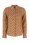 Marine Serre All-over Print Shirt Moon Curved Hem In Brown