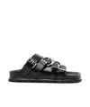 Marine Serre Buckle Open-toed Flat Slippers In Black