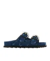 Marine Serre Monogram-print Double-buckle Sandals In Blue