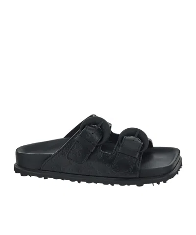 Marine Serre Buckle Slippers In Black