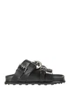 Marine Serre Buckle Open-toed Flat Slippers In Black