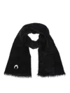 Marine Serre Logo Embroidered Scarf In Black