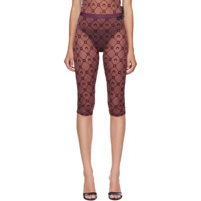 Marine Serre Burgundy Moonogram Mesh Flock Capri Leggings In Pu70 Aubergine
