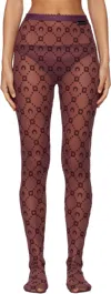 Marine Serre Burgundy Moonogram Mesh Flock Tights In Purple