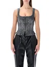 Marine Serre Bustier Top Denim Moon Allover In Gray