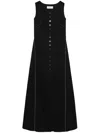 Marine Serre Button-down Flared Midi Dress In Schwarz