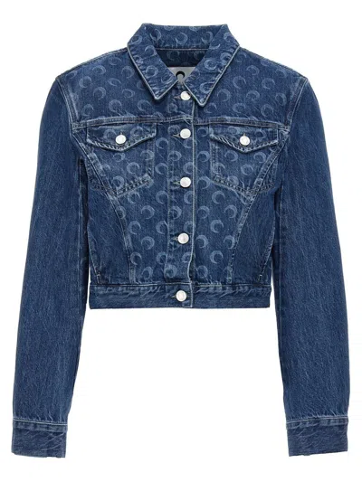 Marine Serre Button-up Denim Jacket In Blu