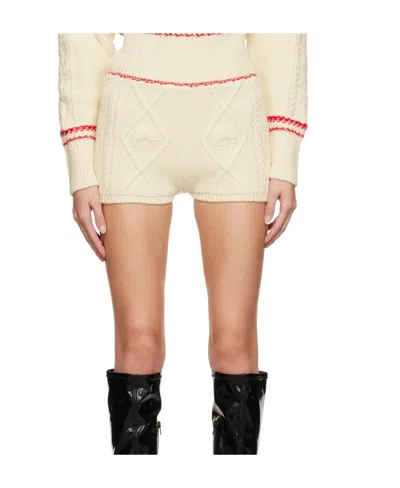 Marine Serre Cable-knit Wool Shorts In Nude