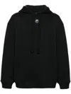Marine Serre Rose-print Organic Cotton Hoodie In Black