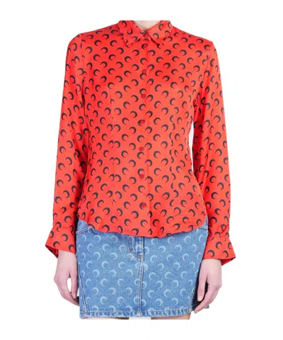 MARINE SERRE MARINE SERRE CRESCENT MOON-PRINTED BUTTONED SHIRT