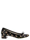 Marine Serre 'camille X Repetto' Black Ballerinas With All-over Logo Motif And Wide Heel In Leather Woman In Beige