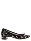 Marine Serre 'camille X Repetto' Black Ballerinas With All-over Logo Motif And Wide Heel In Leather Woman