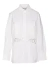Marine Serre Embroidered Sheer Back Panel Long Sleeve Shirt In White