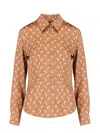 Marine Serre Moon Satin Button Down Shirt Clothing In Brown