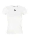 Marine Serre Fitted Short-sleeve Organic Cotton T-shirt With Embroidered Detail In White