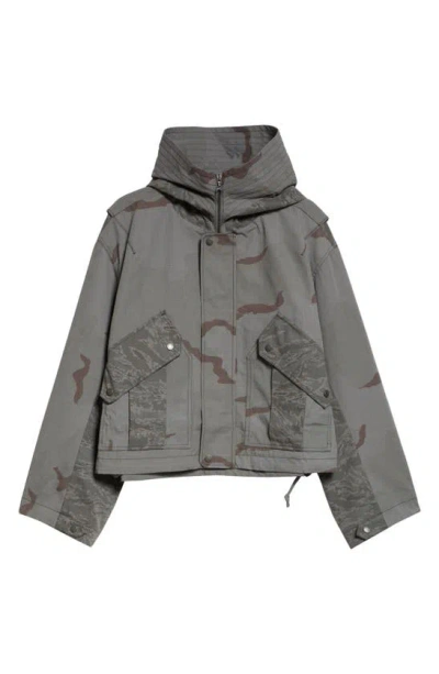 Marine Serre Camo Ripstop Bomber Jacket In Dark Grey