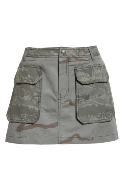 Marine Serre Camo Ripstop Cargo Miniskirt In Dark Grey