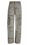Marine Serre Regenerated Wide-leg Cargo Trousers In Dark Grey