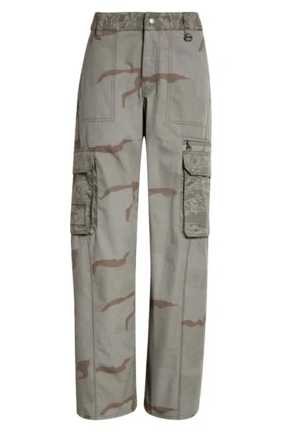 Marine Serre Regenerated Wide-leg Cargo Trousers In Grey