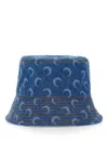 Marine Serre Contrast Stitched Crescent Moon Printed Bucket Hat In Blue