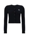 Marine Serre Moon Jacquard Knit Fitted Cardigan In Black