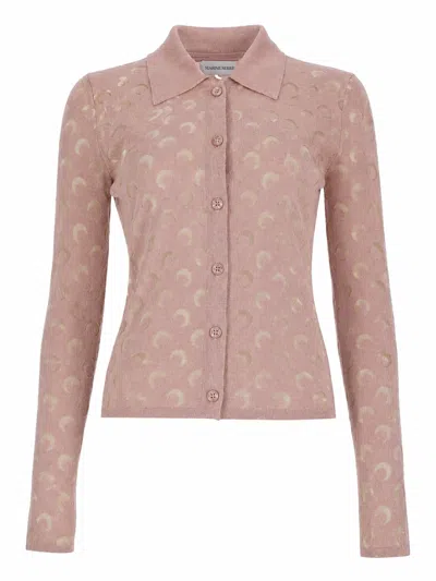 Marine Serre Cardigan "moon" In Pink