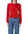 Marine Serre Red Moon Jacquard Knit Fitted Cardigan In Red