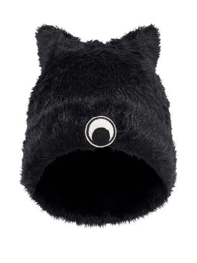 Marine Serre Cat-ear Fluffy Beanie Hat In Black