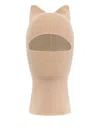 Marine Serre Cat-ear Ribbed Balaclava In Neutral
