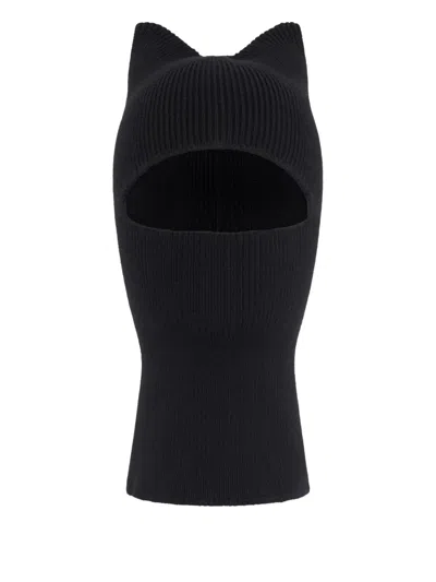 Marine Serre Cat-ear Wool Balaclava In Black
