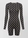 Marine Serre Celestial Pattern Long Sleeve Short Jumpsuit In Black
