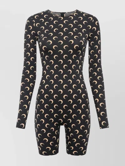 MARINE SERRE CELESTIAL PATTERN LONG SLEEVE SHORT JUMPSUIT