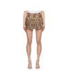 Marine Serre Brown Moon Checks Jacquard Pleated Miniskirt In Nude