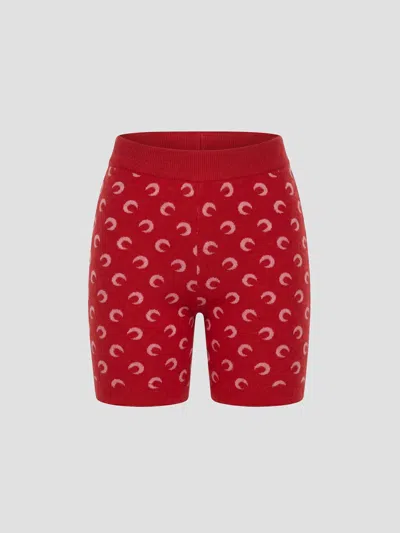 Marine Serre Chic Printed Jacquard Mini Shorts In Red/pink