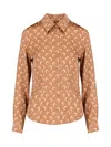 Marine Serre Moon Satin Button Down Shirt Clothing In Brown